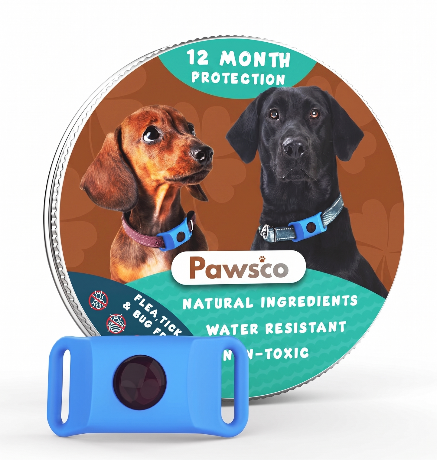 Pawsco™ - 12 Months All Natural Flea and Tick Tags for Dogs