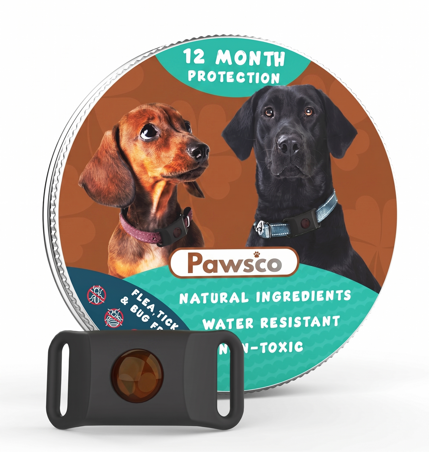 Pawsco™ - 12 Months All Natural Flea and Tick Tags for Dogs