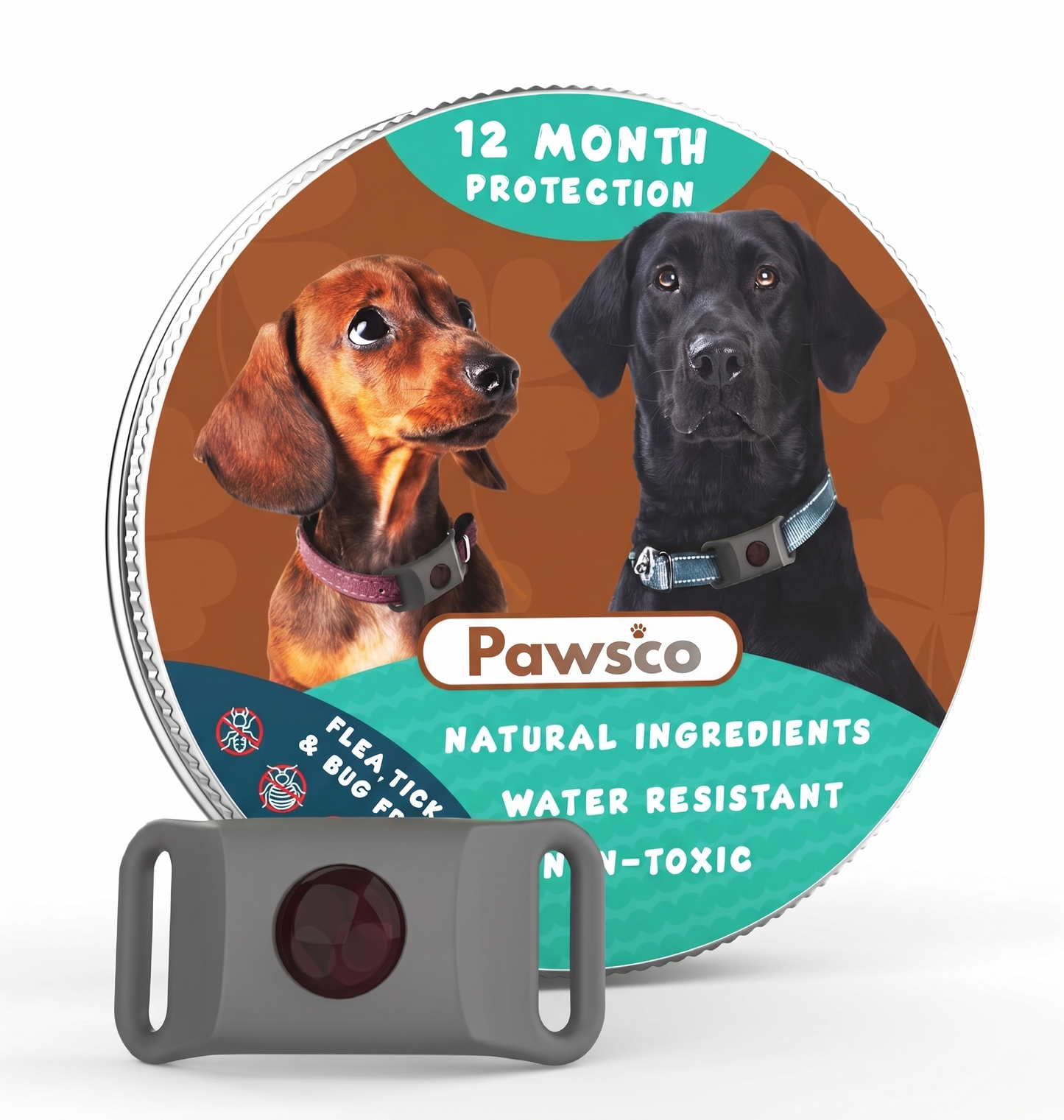 Pawsco™ - 12 Months All Natural Flea and Tick Tags for Dogs
