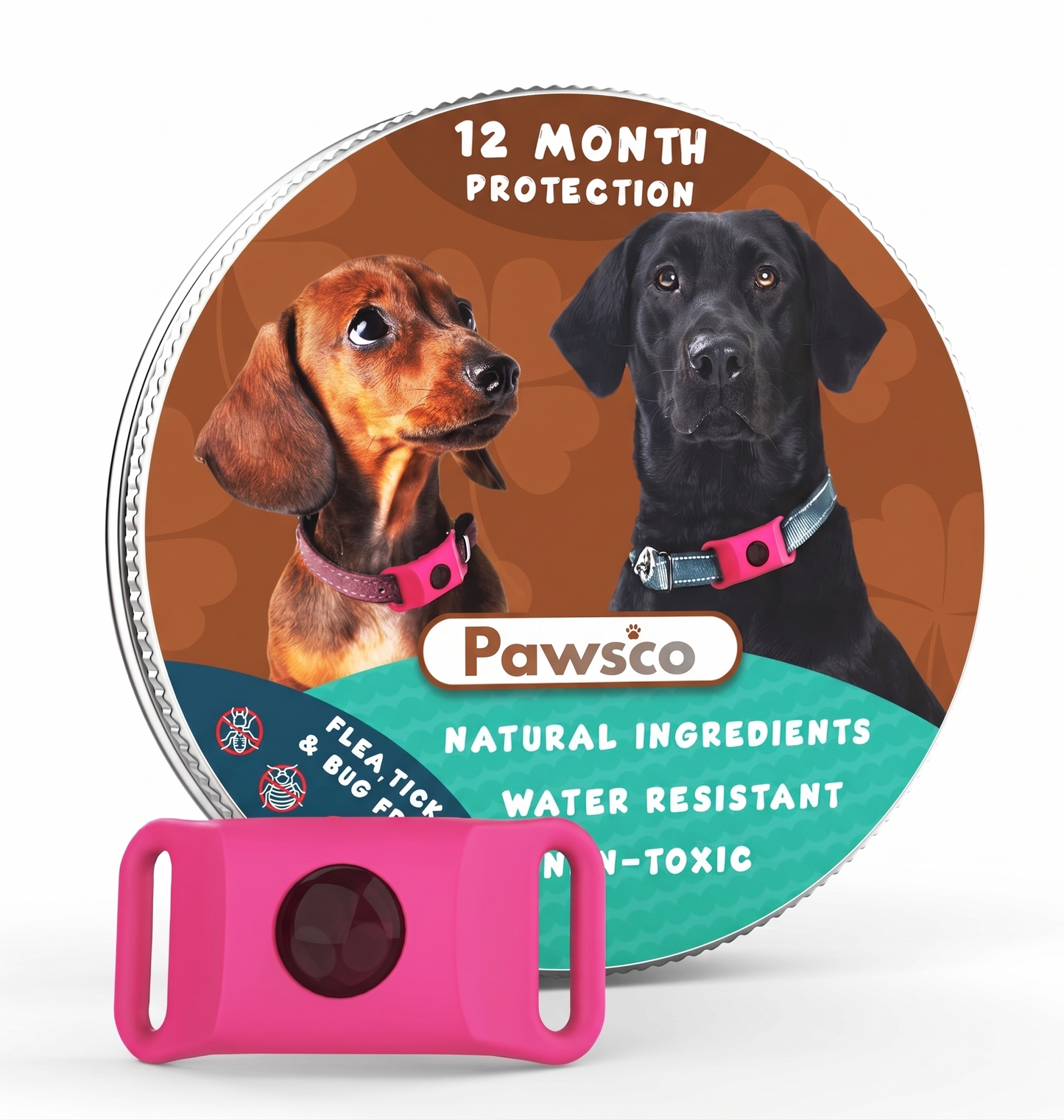 Pawsco™ - 12 Months All Natural Flea and Tick Tags for Dogs